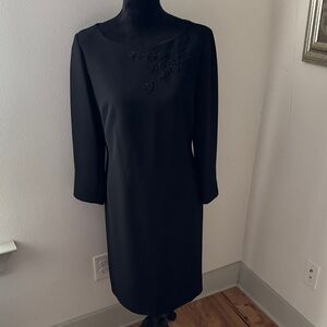 Donna Morgan Black Women's Dress aplique embellished long sleeves Sz 6